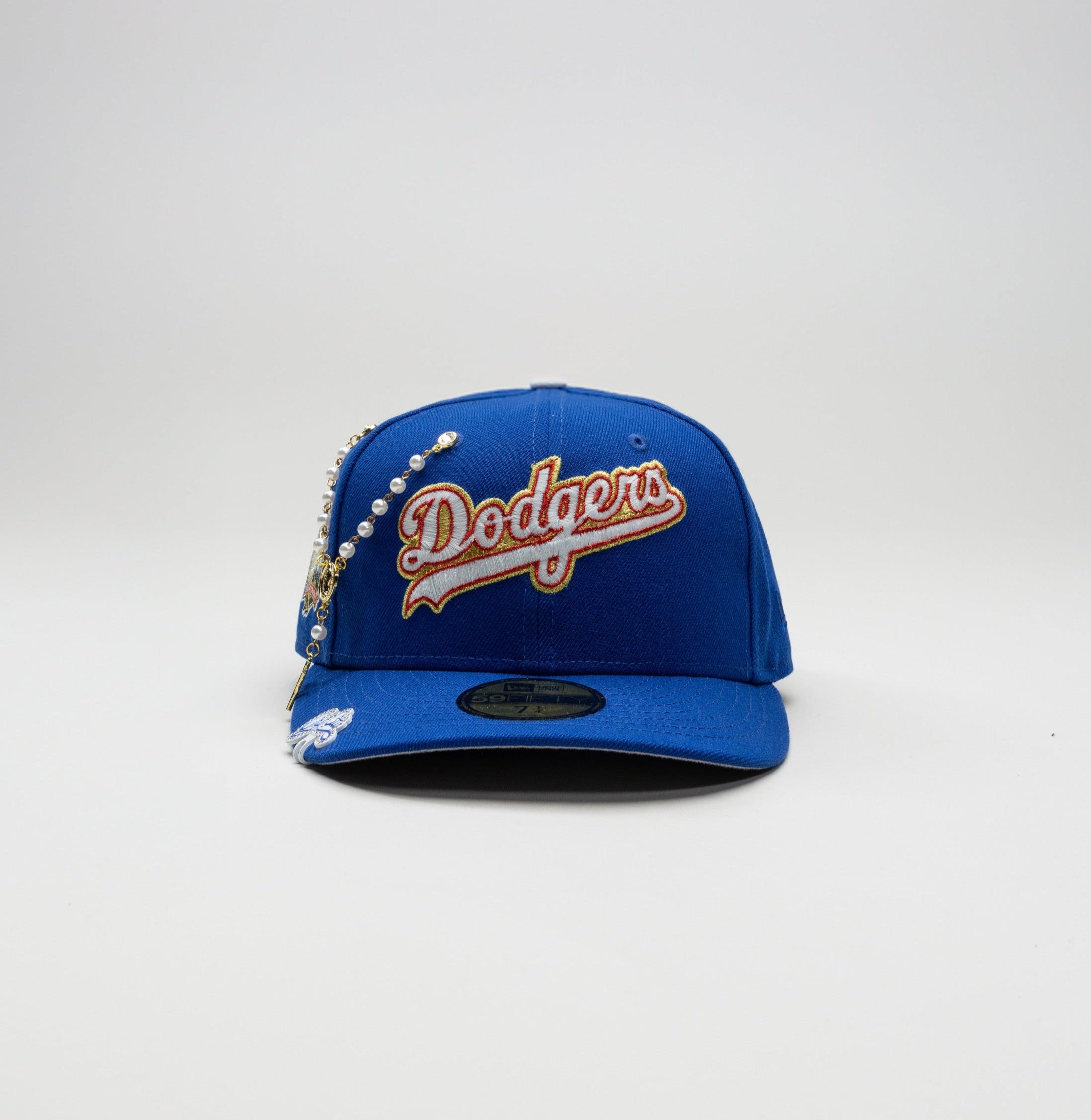 NEW ERA EXCLUSIVE 59FIFTY BLUE LOS ANGELES DODGERS SCRIPT W/ 40TH ANNIVERSARY SIDE PATCH