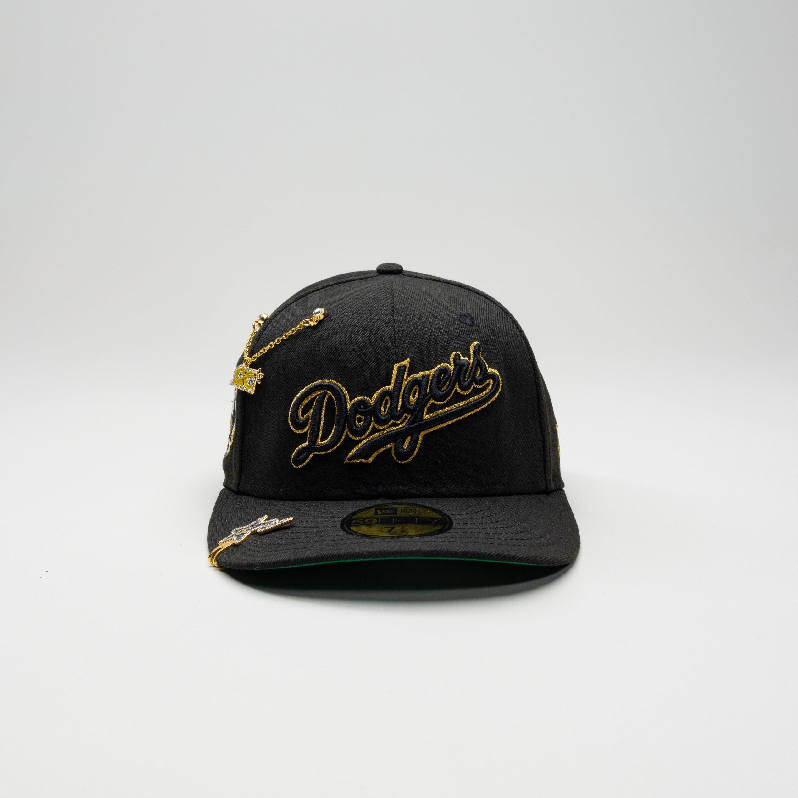 NEW ERA EXCLUSIVE 59FIFTY BLACK LOS ANGELES DODGERS SCRIPT W/ 1ST WORLD CHAMPIONSHIP SIDE PATCH