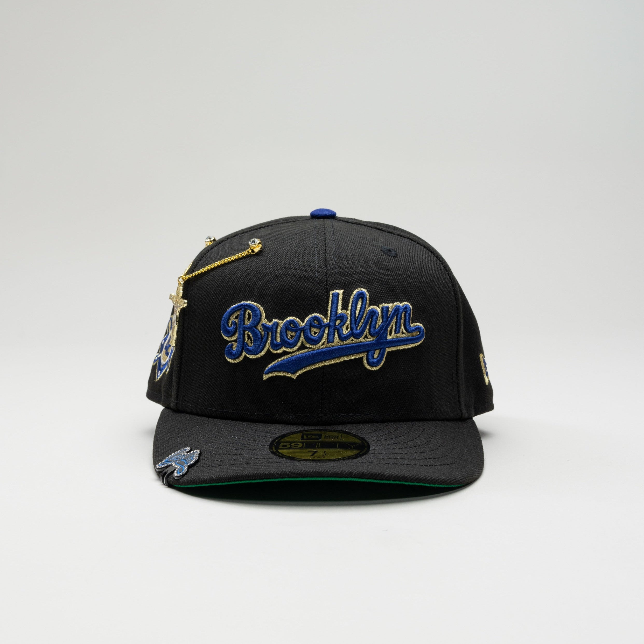 NEW ERA EXCLUSIVE 59FIFTY BLACK BROOKLYN DODGERS SCRIPT W/ "42" SIDE PATCH