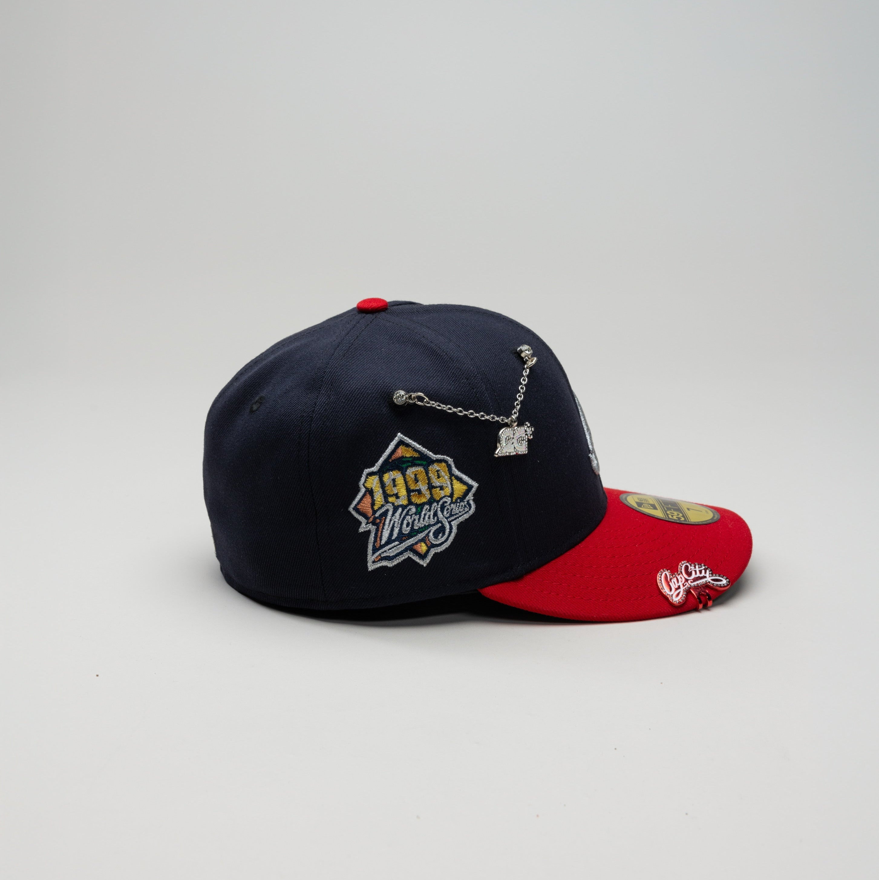 NEW ERA EXCLUSIVE 59FIFTY NAVY/RED ATLANTA BRAVES W/ 1999 WORLD SERIES SIDE PATCH