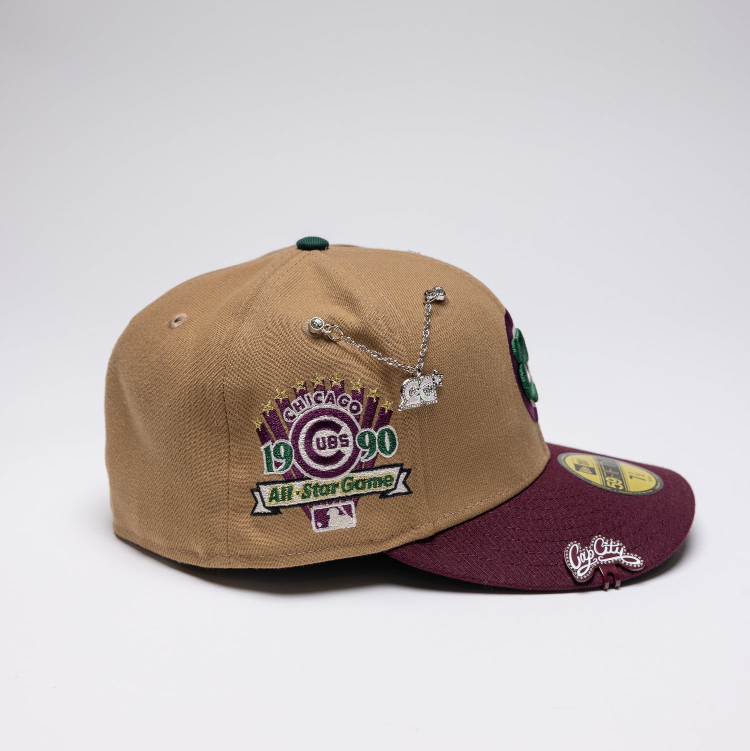 NEW ERA EXCLUSIVE 59FIFTY CAMEL BROWN/MAROON CHICAGO CUBS W/ 1990 ALL STAR GAME PATCH