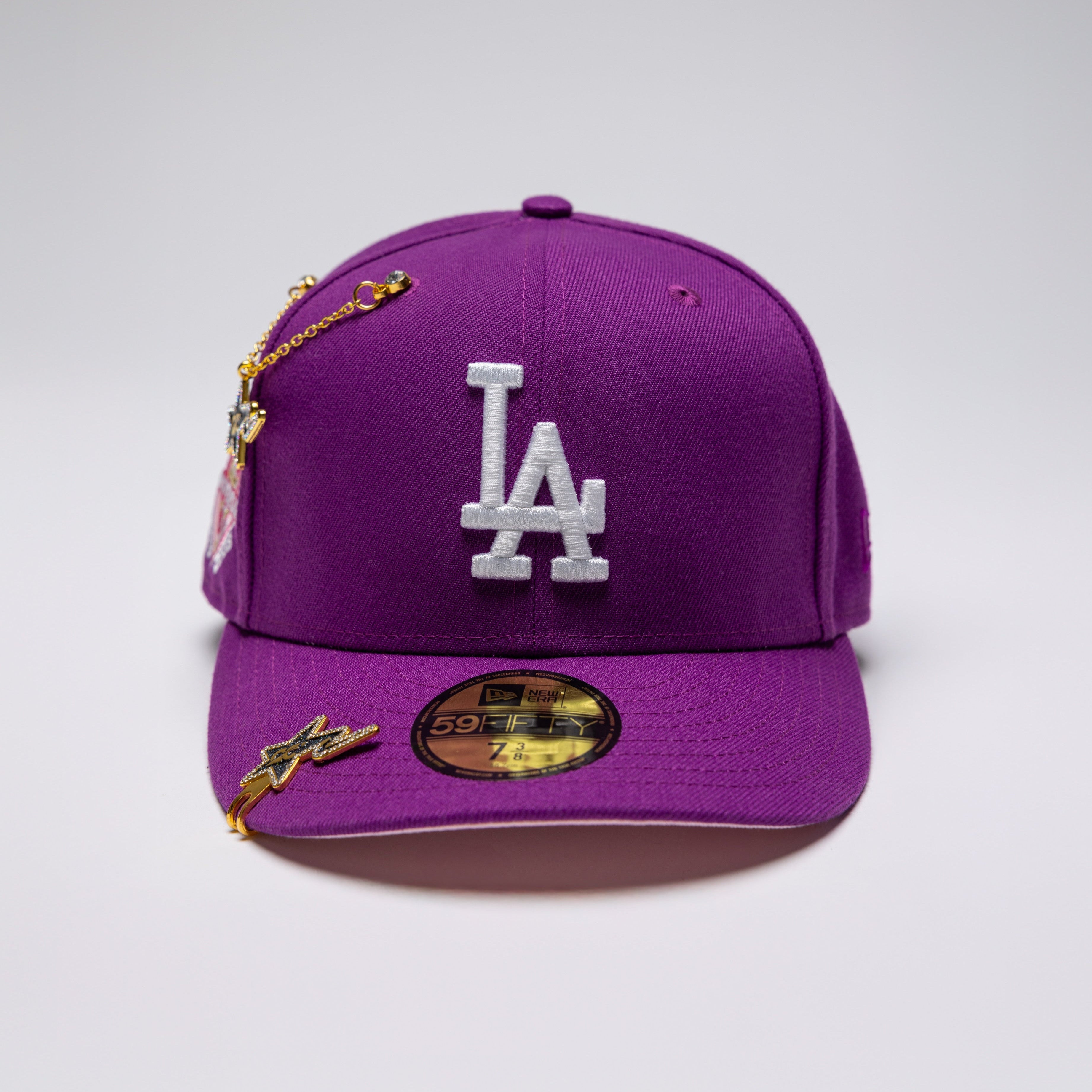 NEW ERA 59FIFTY PURPLE LOS ANGELES DODGERS W/ 50TH ANNIVERSARY SIDE PATCH