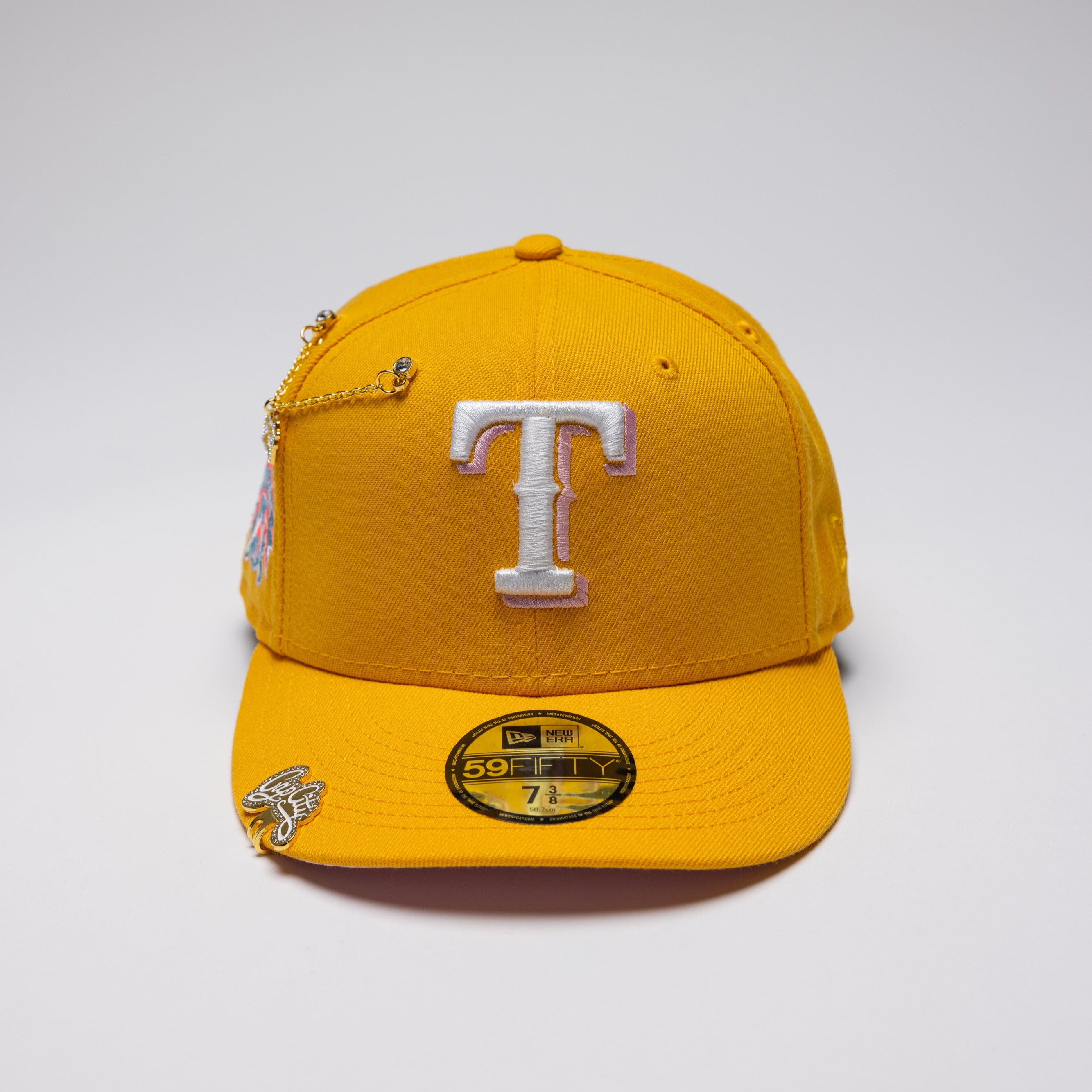 NEW ERA EXCLUSIVE 59FIFTY YELLOW TEXAS RANGERS W/ 1995 ALL STAR GAME SIDE PATCH