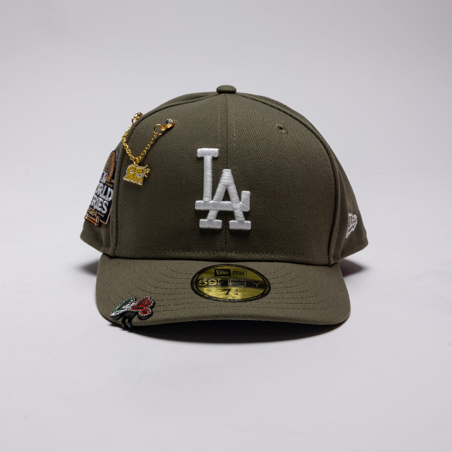 NEW ERA EXCLUSIVE 59FIFTY OLIVE LOS ANGELES DODGERS W/ 2024 WORLD SERIES SIDE PATCH