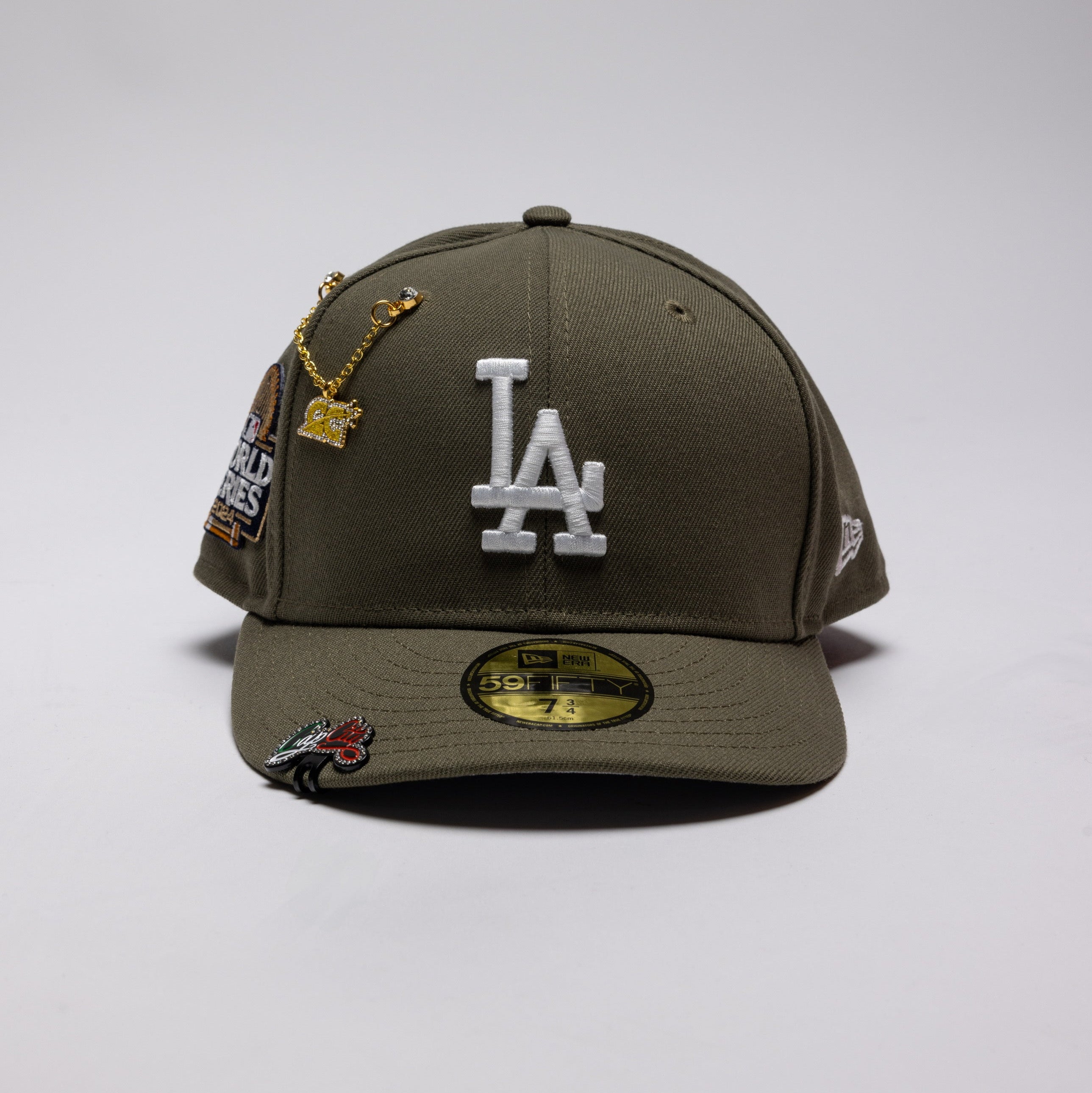 NEW ERA EXCLUSIVE 59FIFTY OLIVE LOS ANGELES DODGERS W/ 2024 WORLD SERIES SIDE PATCH