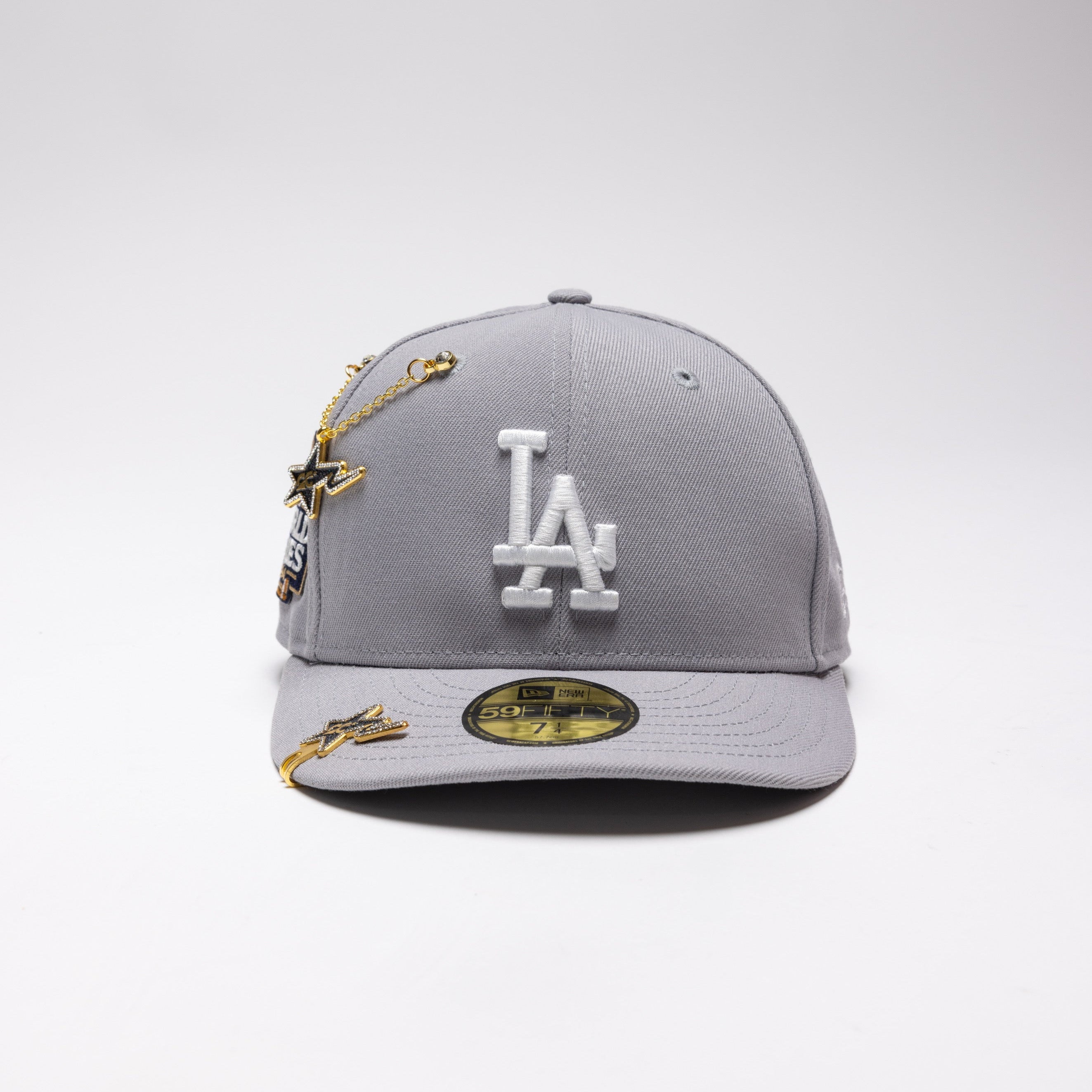 NEW ERA EXCLUSIVE 59FIFTY SMOKE GREY LOS ANGELES DODGERS W/ 2024 WORLD SERIES SIDE PATCH