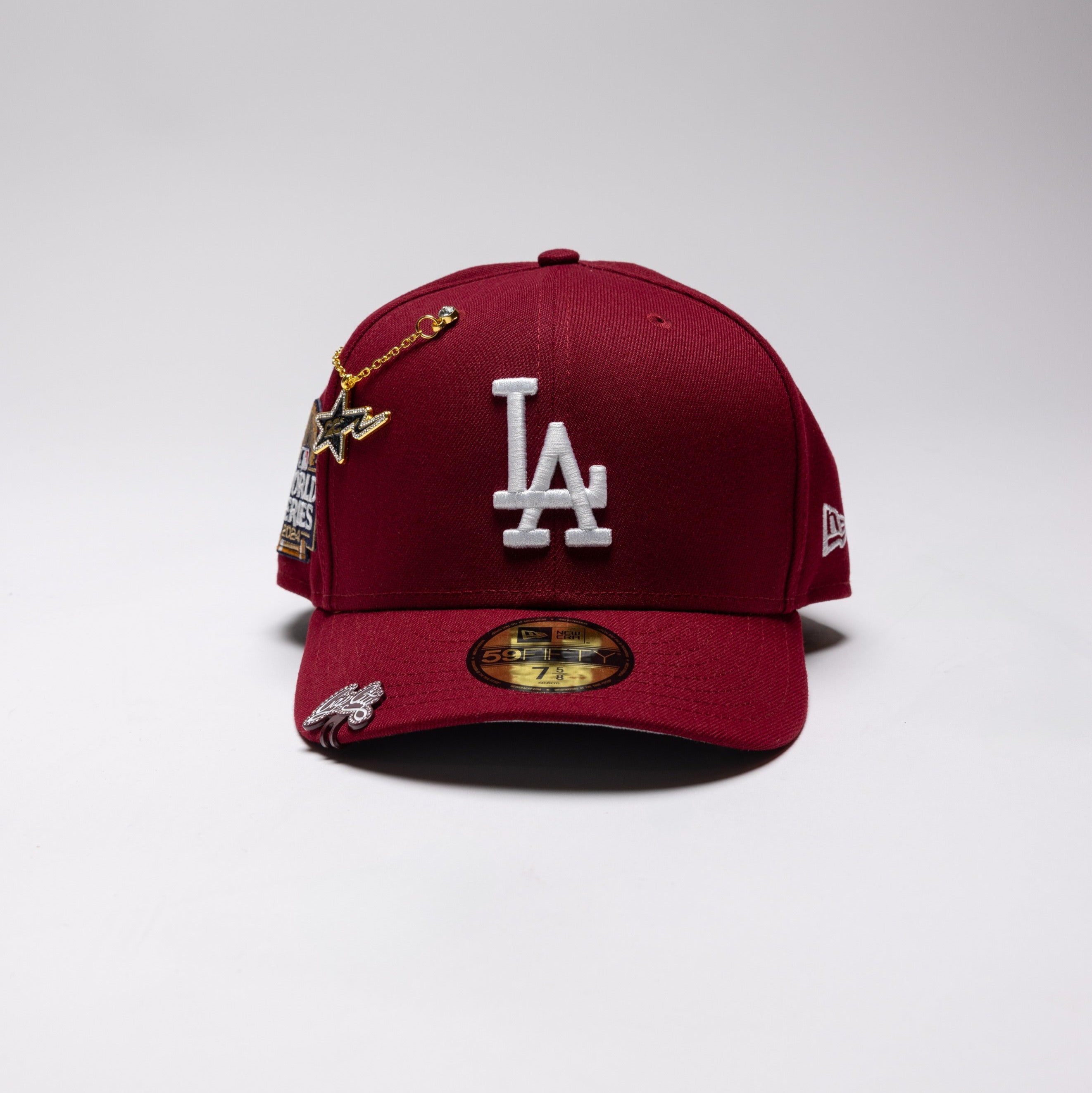 NEW ERA EXCLUSIVE 59FIFTY BURGUNDY LOS ANGELES DODGERS W/ 2024 WORLD SERIES SIDE PATCH