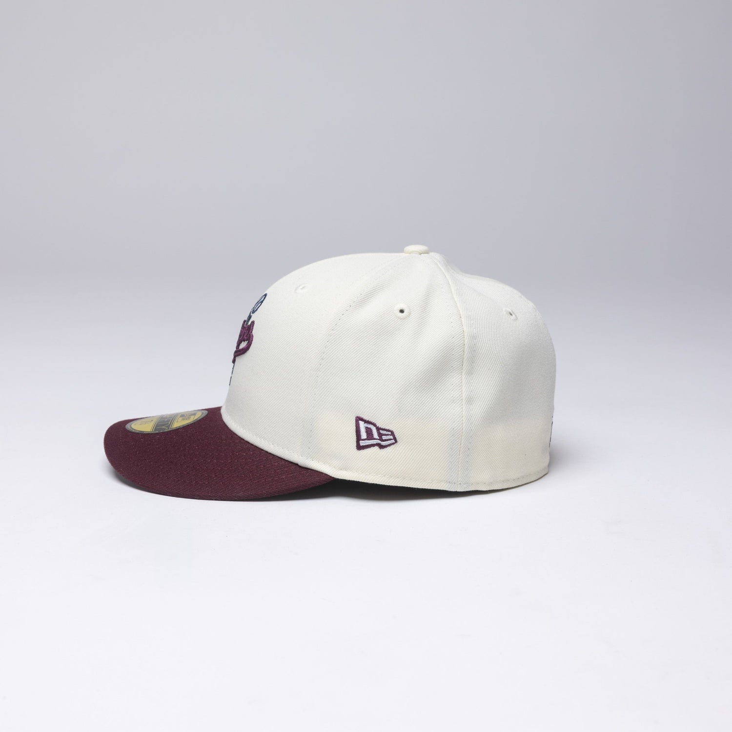 NEW ERA EXCLUSIVE 59FIFTY CHROME/ BURGUNDY LOS ANGELES DODGERS W/ 100TH ANNIVERSARY SIDE PATCH