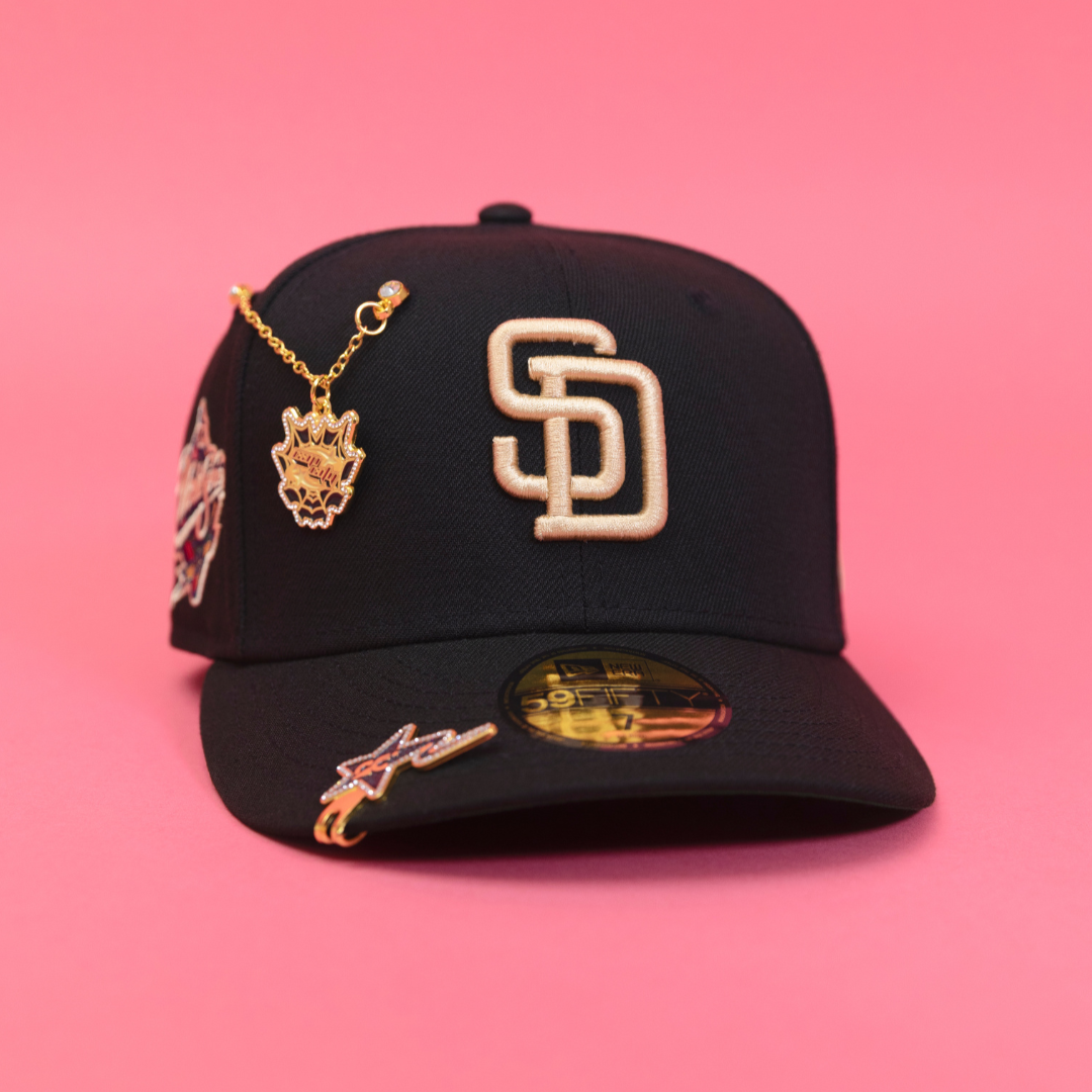 NEW ERA EXCLUSIVE 59FIFTY BLACK SAN DIEGO PADRES W/ 1998 WORLD SERIES SIDE PATCH