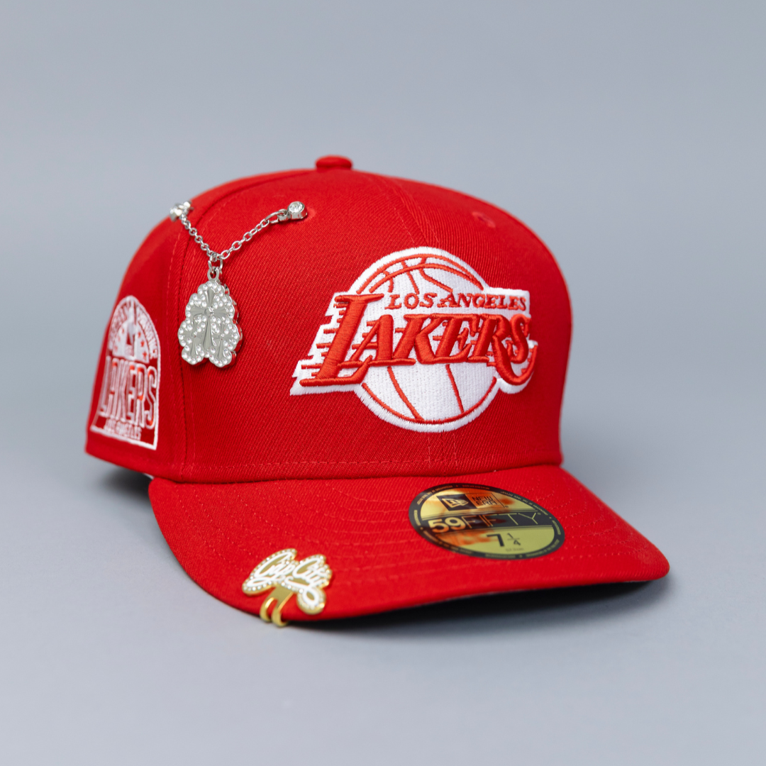NEW ERA EXCLUSIVE 59FIFTY RED LOS ANGELES LAKERS W/ WESTERN CONFERENCE