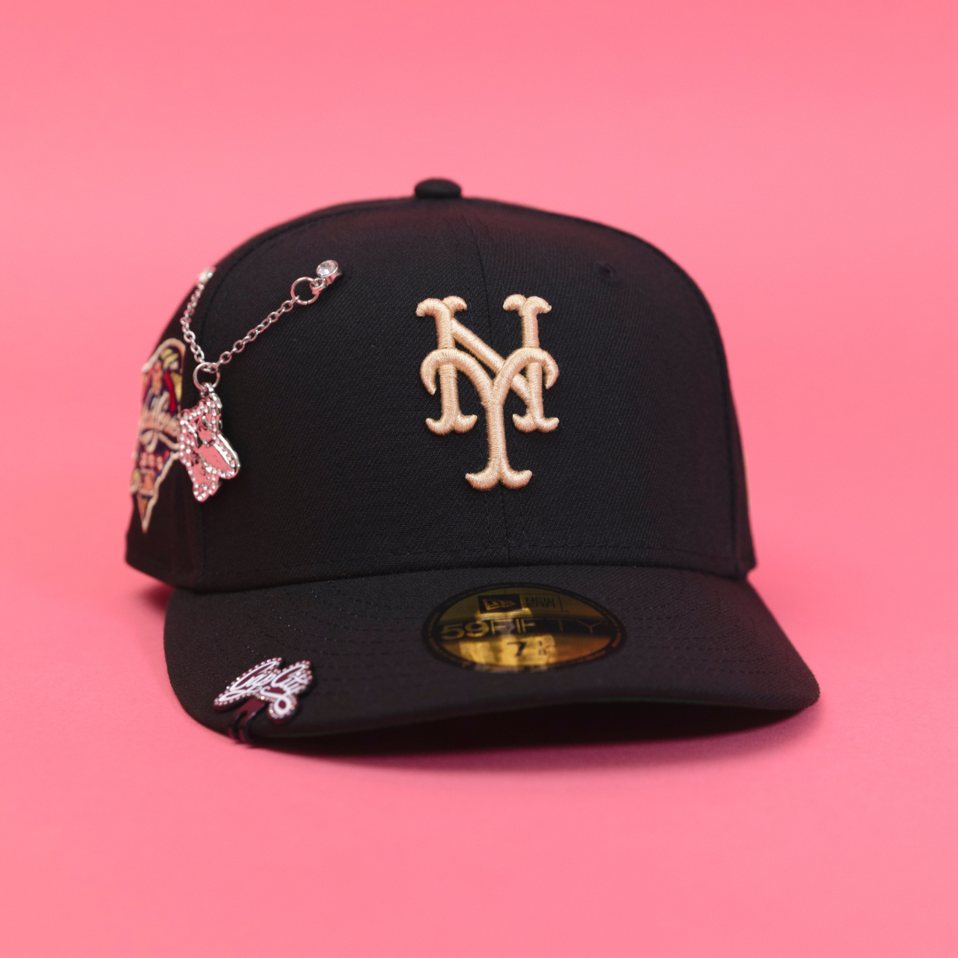 NEW ERA EXCLUSIVE 59FIFTY BLACK NEW YORK METS W/ 2000 WORLD SERIES SIDE PATCH