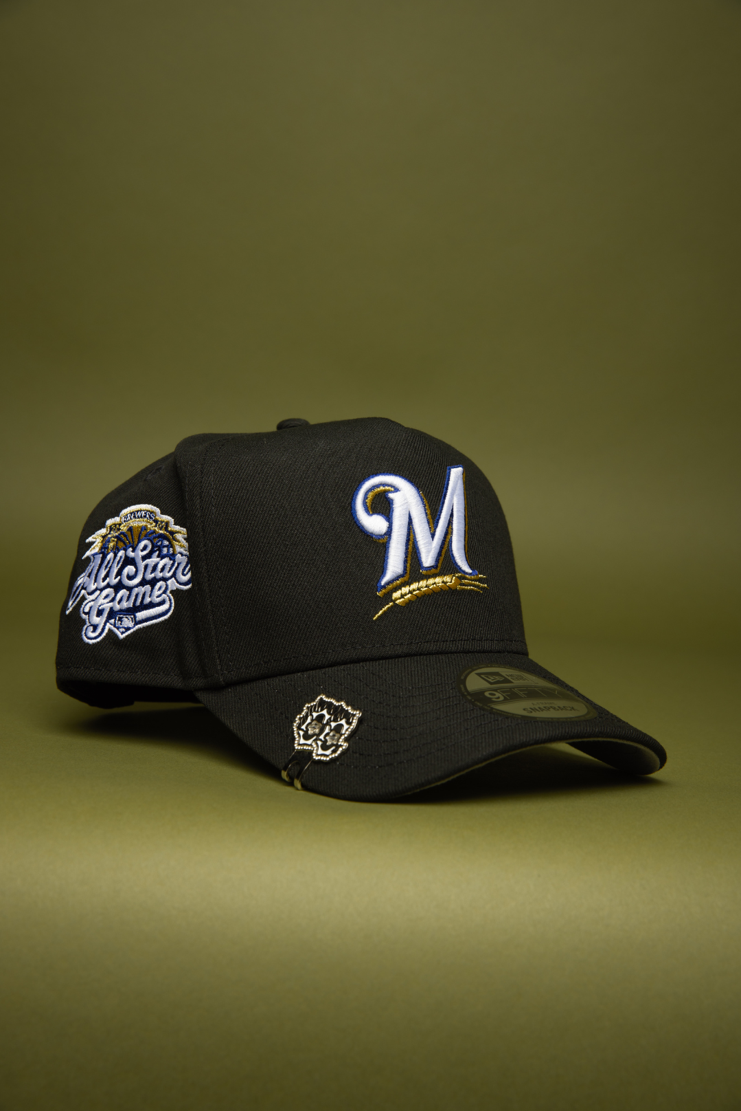 NEW ERA 9FIFTY A-FRAME BLACK MILWAUKEE BREWERS SNAPBACK W/ ALL STAR GAME SIDE PATCH