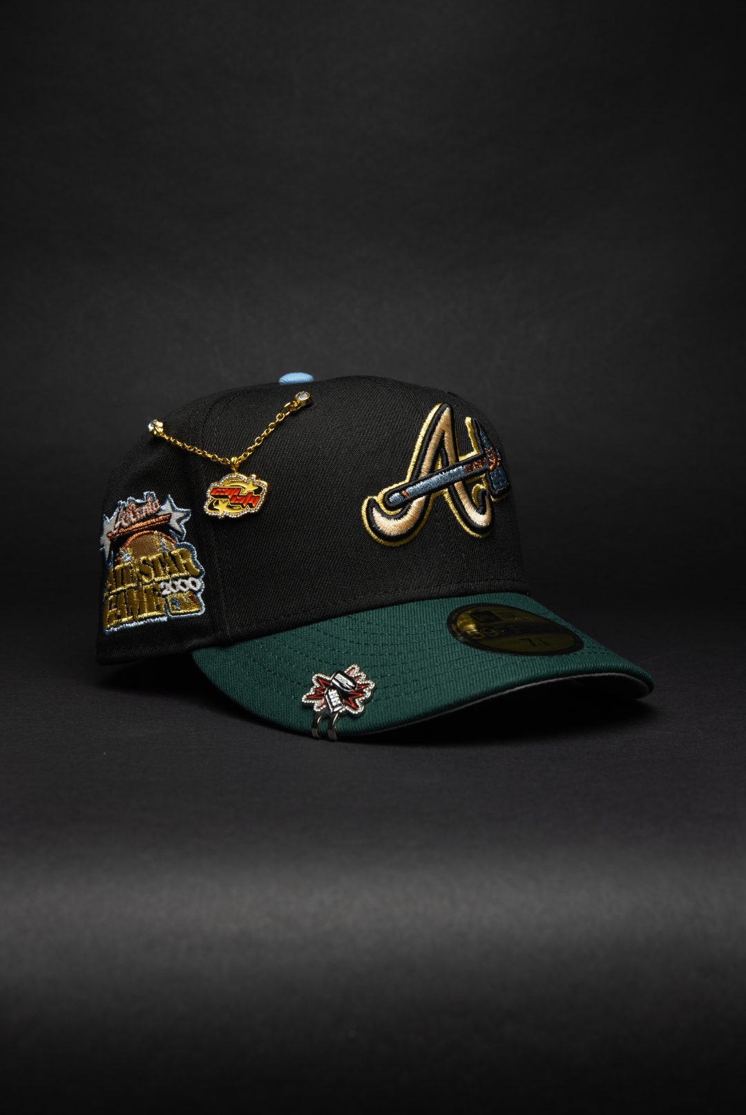 NEW ERA EXCLUSIVE 59FIFTY BLACK/FOREST GREEN ATLANTA BRAVES W/ 2000 ALL STAR GAME SIDE PATCH