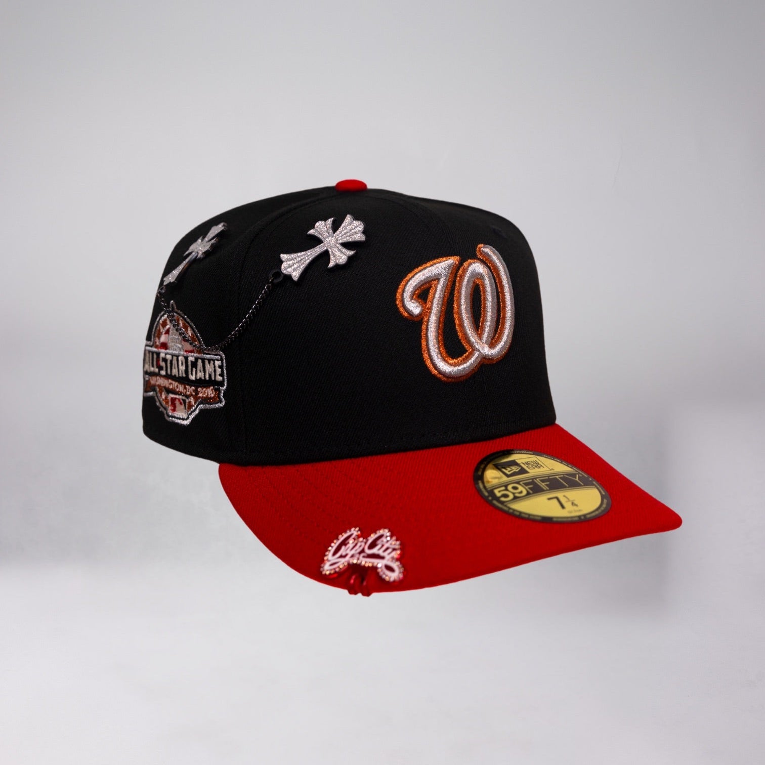 NEW ERA EXCLUSIVE 59FIFTY BLACK/RED WASHINGTON NATIONALS W/ ALL STAR GAME SIDE PATCH