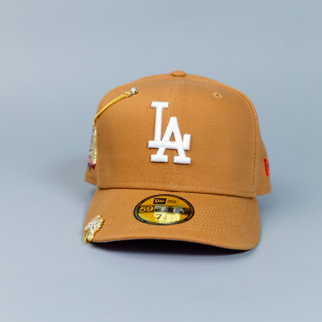 NEW ERA EXCLUSIVE 59FIFTY BRONZE LOS ANGELES DODGERS W/ 100TH ANNIVERSARY SIDE PATCH