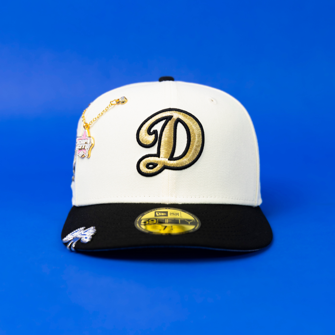 NEW ERA EXCLUSIVE 59FIFTY CHROME/ BLACK LOS ANGELES DODGERS W/ 40TH ANNIVERSARY SIDE PATCH