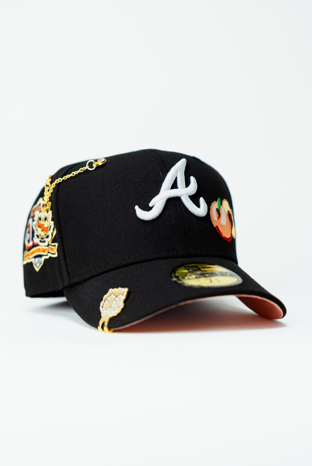 NEW ERA EXCLUSIVE 59FIFTY BLACK ATLANTA BRAVES W/ 150TH ANNIVERSARY SIDE PATCH