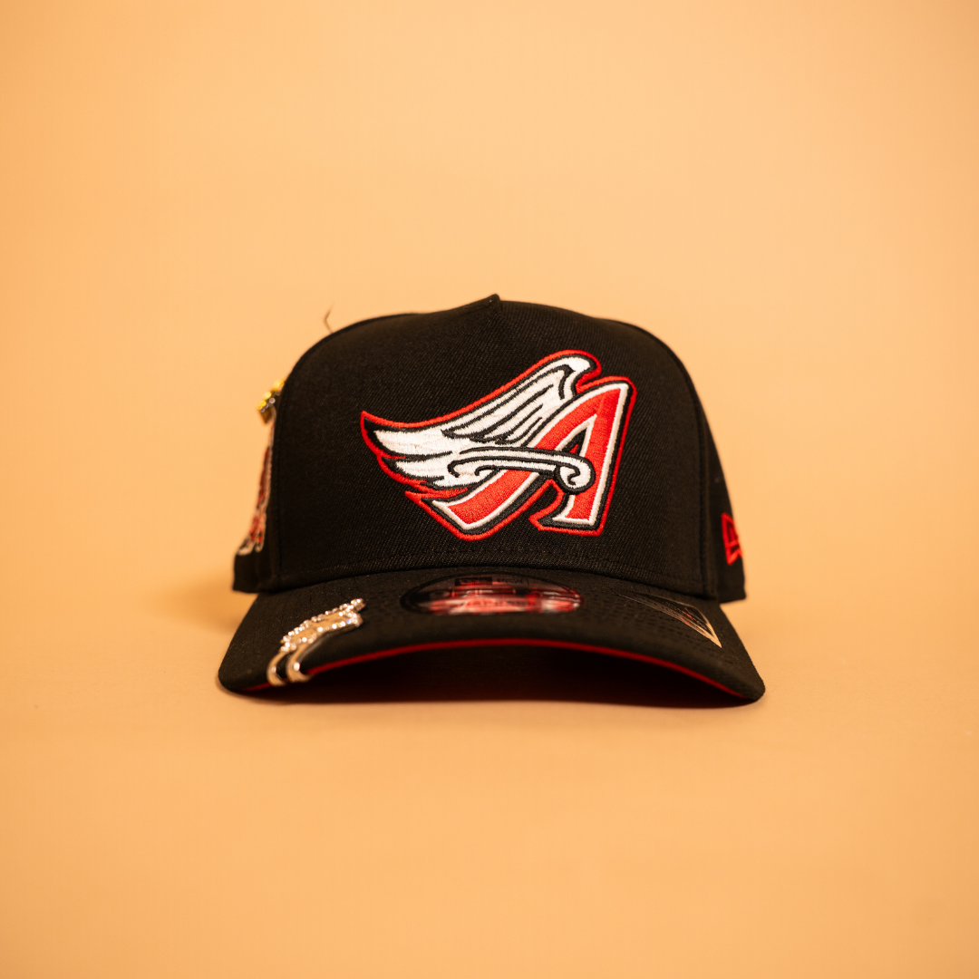 NEW ERA 9FIFTY A-FRAME BLACK ANAHEIM ANGELS SNAPBACK W/ 50TH ANNIVERSARY SIDE PATCH