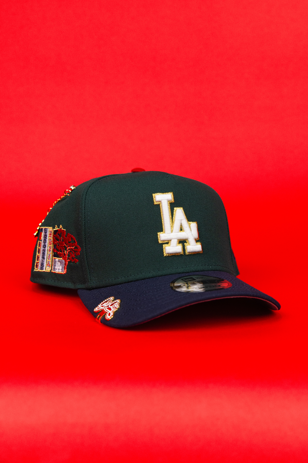 NEW ERA 9FIFTY A-FRAME FOREST GREEN/ NAVY LOS ANGELES DODGERS SNAPBACK W/ TOKYO SERIES SIDE PATCH