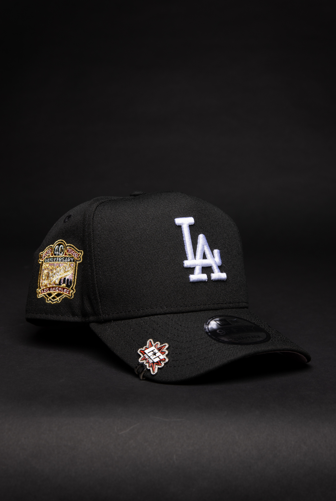 NEW ERA 9FIFTY A-FRAME BLACK LOS ANGELES DODGERS SNAPBACK W/ 40TH ANNIVERSARY SIDE PATCH