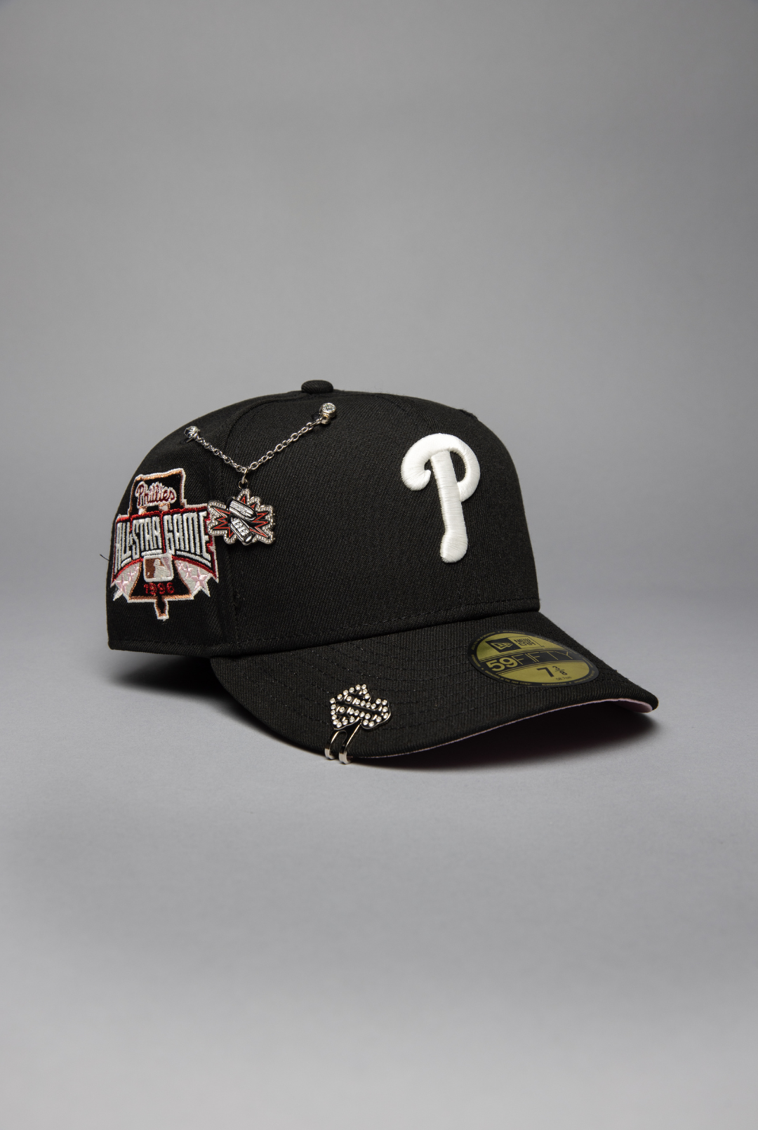 NEW ERA EXCLUSIVE 59FIFTY BLACK PHILADELPHIA PHILLIES W/ ALL STAR GAME SIDE PATCH