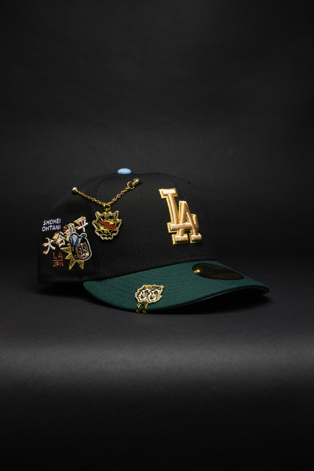NEW ERA EXCLUSIVE 59FIFTY BLACK/FOREST GREEN LOS ANGELES DODGERS W/ SHOHEI OHTANI SIDE PATCH