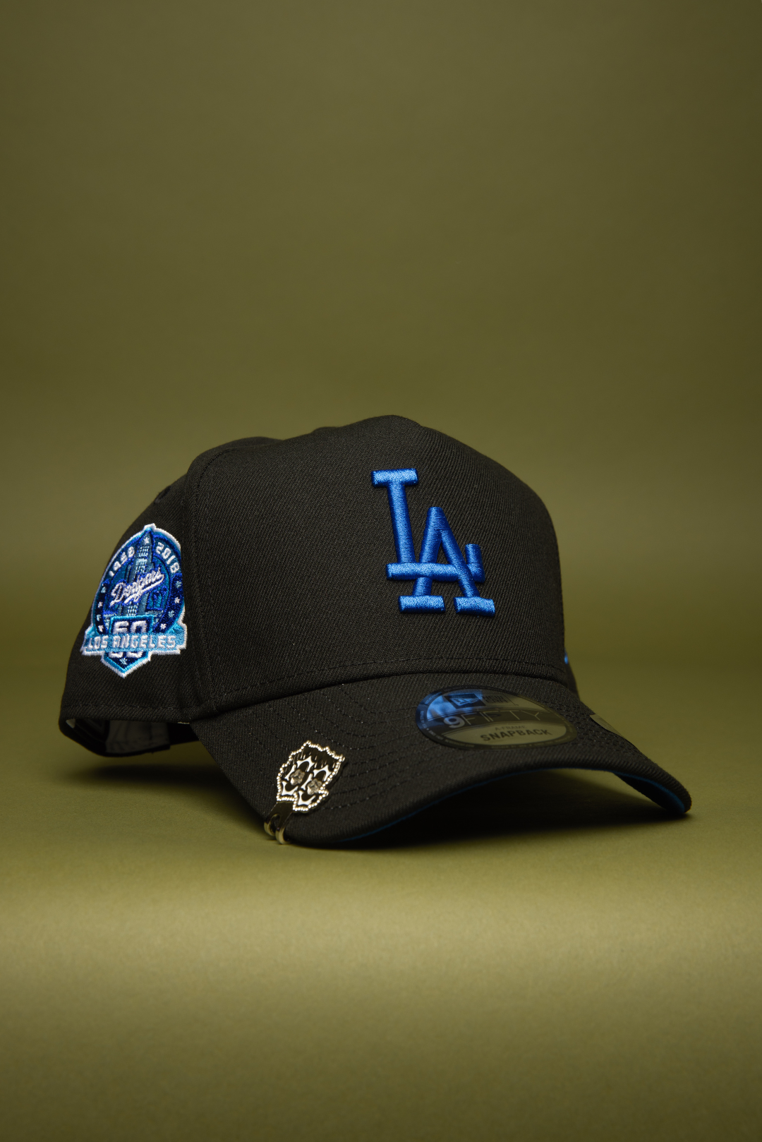 NEW ERA 9FIFTY A-FRAME BLACK LOS ANGELES DODGERS SNAPBACK W/ 60TH ANNIVERSARYSIDE PATCH