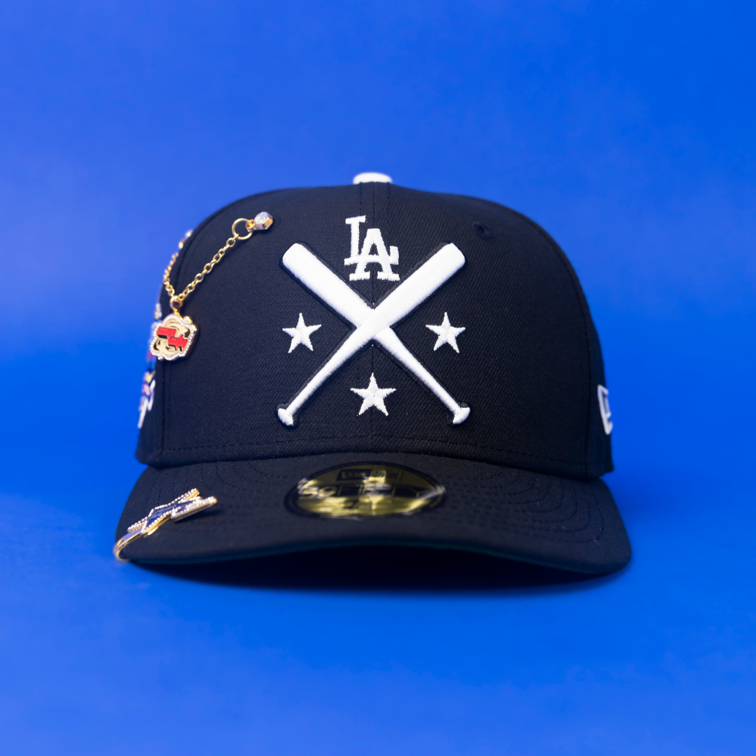 NEW ERA 59FIFTY BLACK LOS ANGELES DODGERS W/ 40TH ANNIVERSARY SIDE PATCH