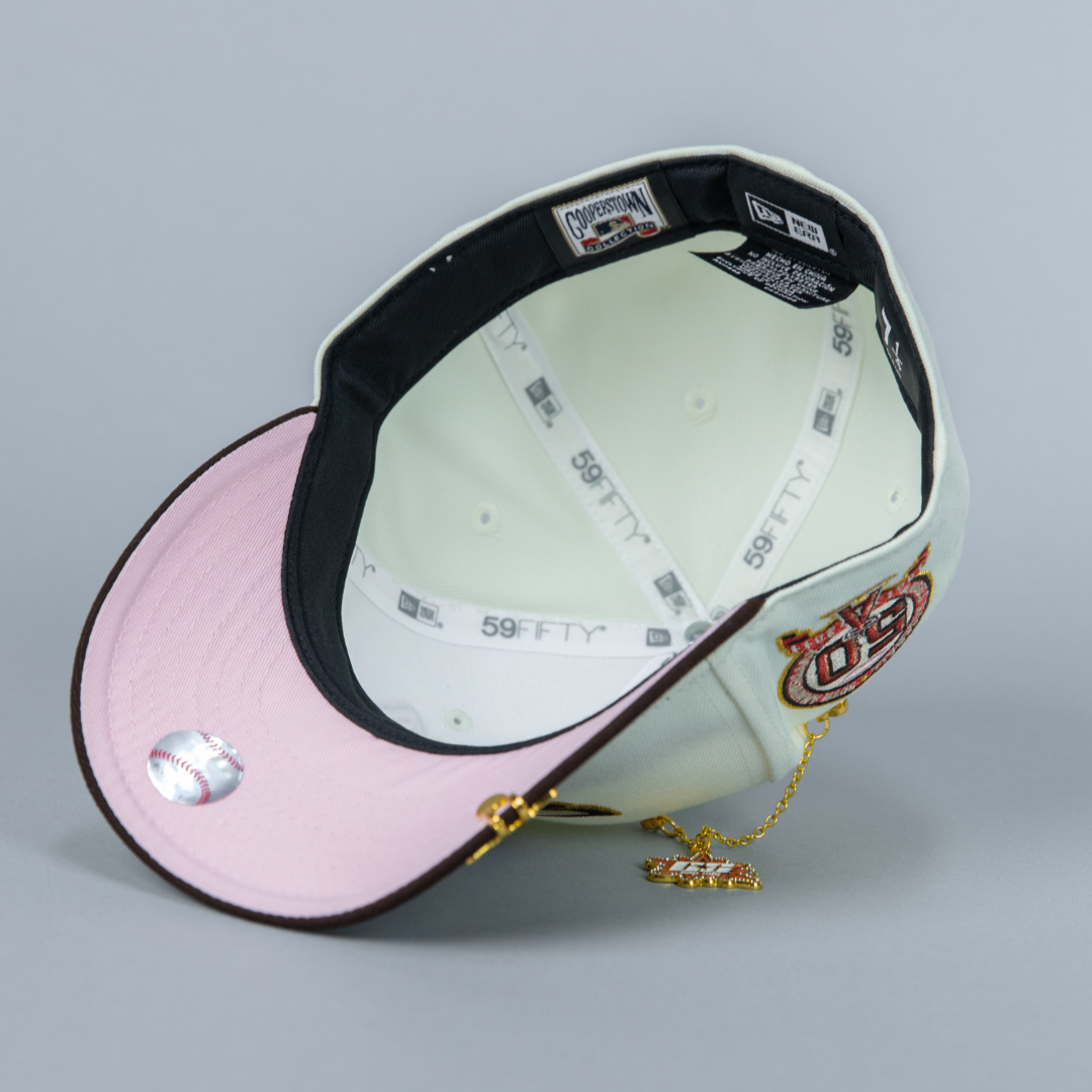 NEW ERA 59FIFTY CHROME/ BROWN ANAHEIM ANGELS W/ 50TH ANNIVERSARY SIDE PATCH