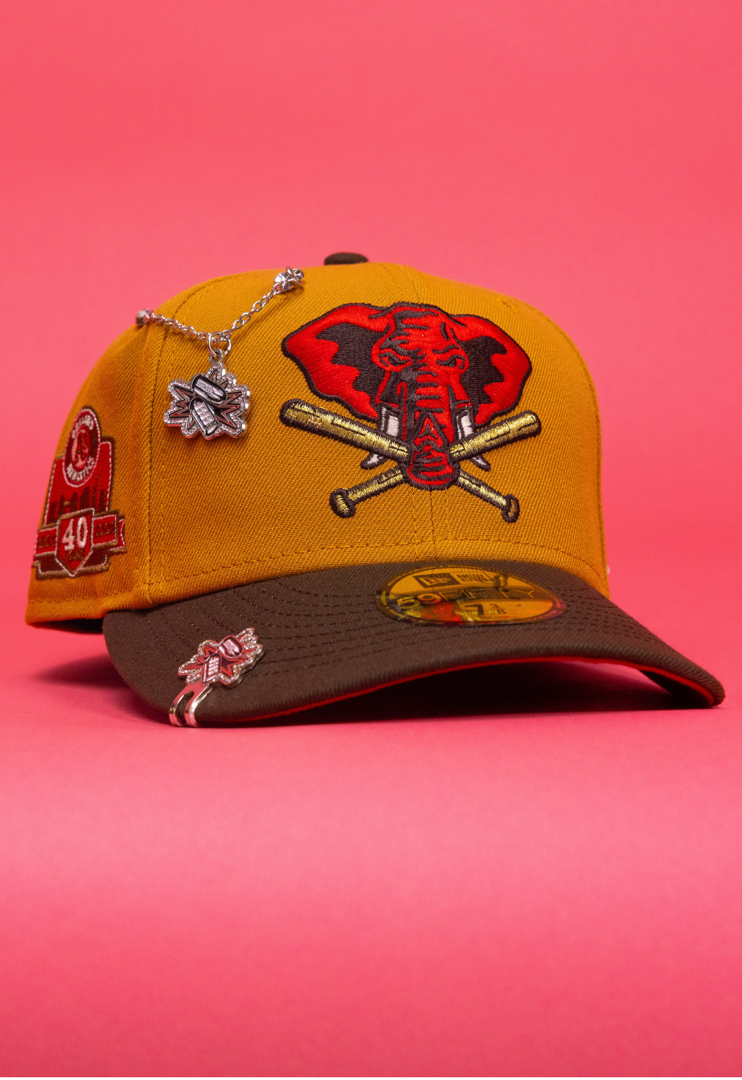 New Era Exclusive 59Fifty Tan/Brown Oakland Athletics W/ 40th Anniversary Side Patch