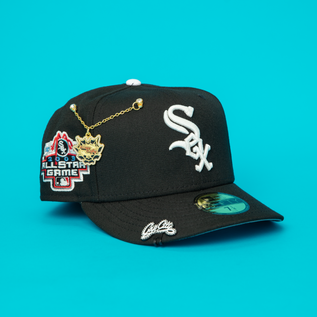NEW ERA EXCLUSIVE 59FIFTY BLACK CHICAGO WHITE SOX W/ 2003 ALL STAR GAME SIDE PATCH