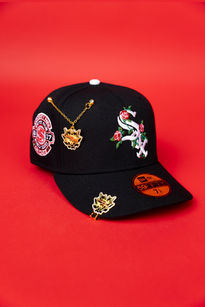 NEW ERA 59FIFTY BLACK/CORDUROY CHICAGO WHITE SOX W/ COMISKEY PARK SIDE PATCH