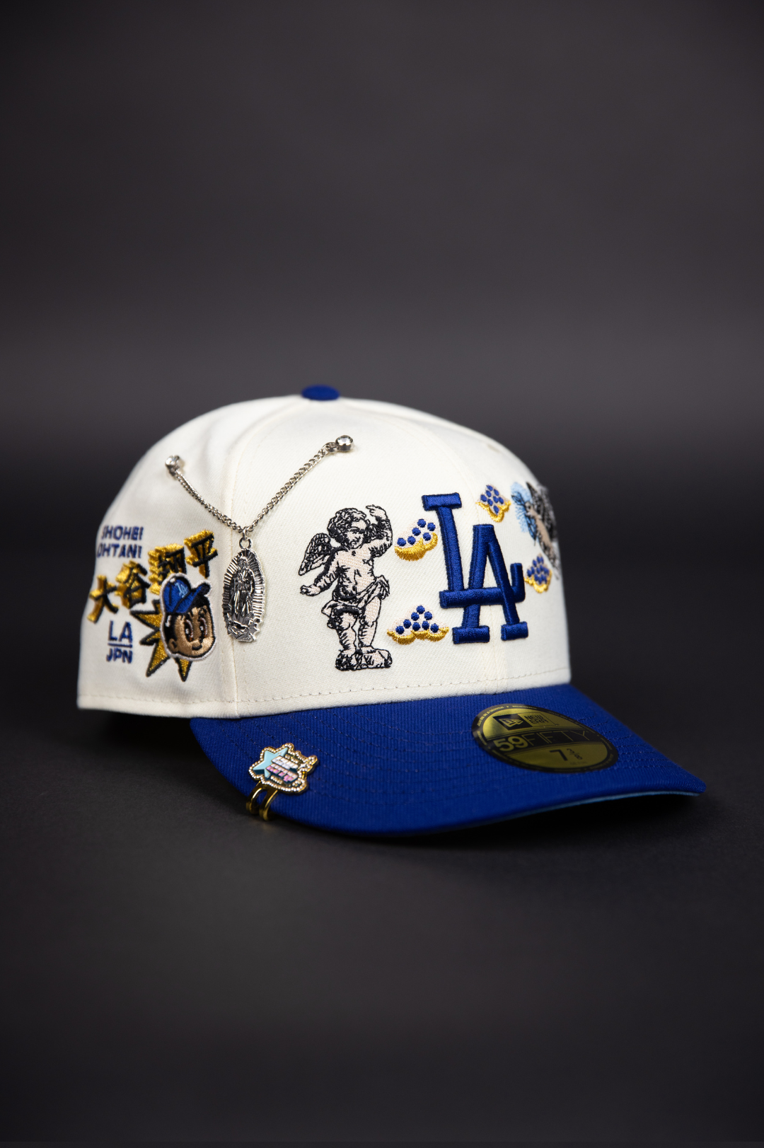 NEW ERA EXCLUSIVE 59FIFTY CHROME/ BLUE LOS ANGELES DODGERS "HEAVENLY CITY" W/ SHOHEI OHTANI SIDE PATCH