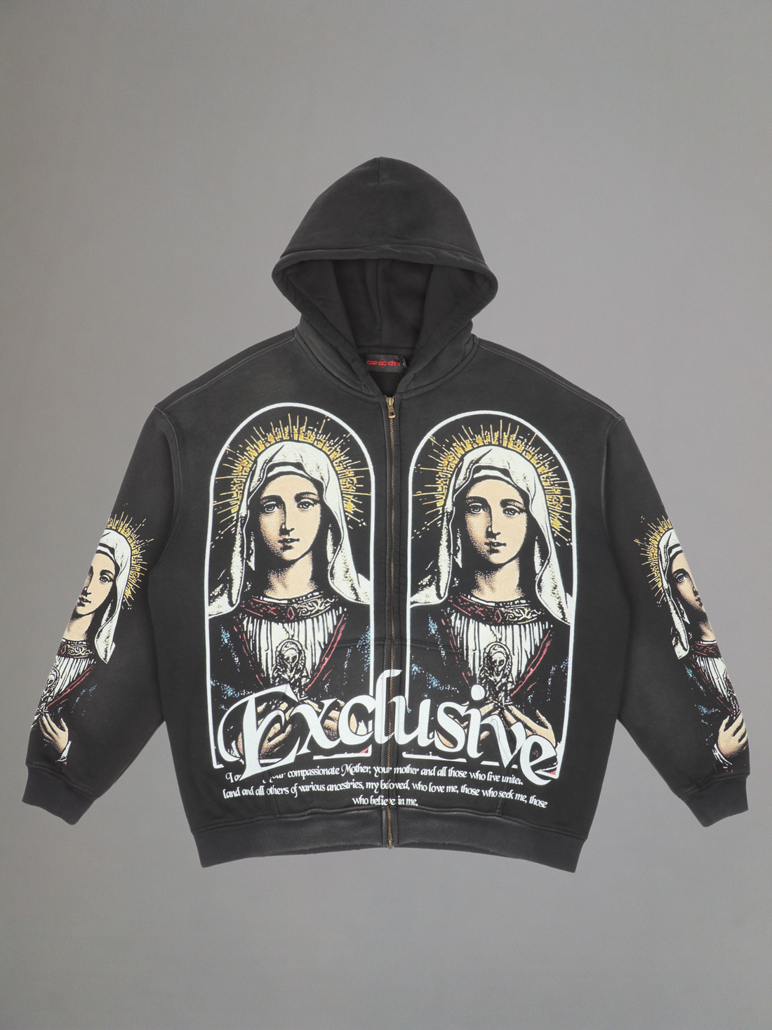 EXCLUSIVE CLUB VIRGEN MARY ZIP UP HOODIE EXCLUSIVE CLUB VIRGEN MARY ZIP UP HOODIE