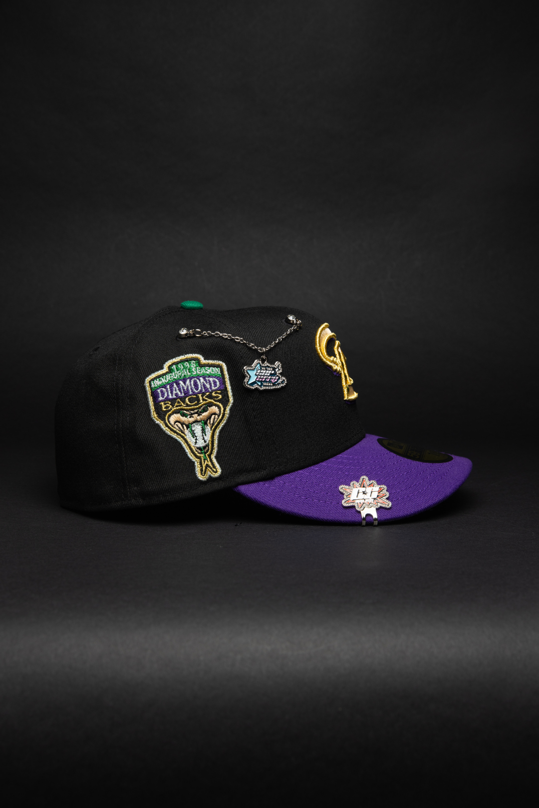 NEW ERA EXCLUSIVE 59FIFTY BLACK/ PURPLE ARIZONA DIAMONDBACKS W/ 1998 INAUGURAL SEASON SIDE PATCH