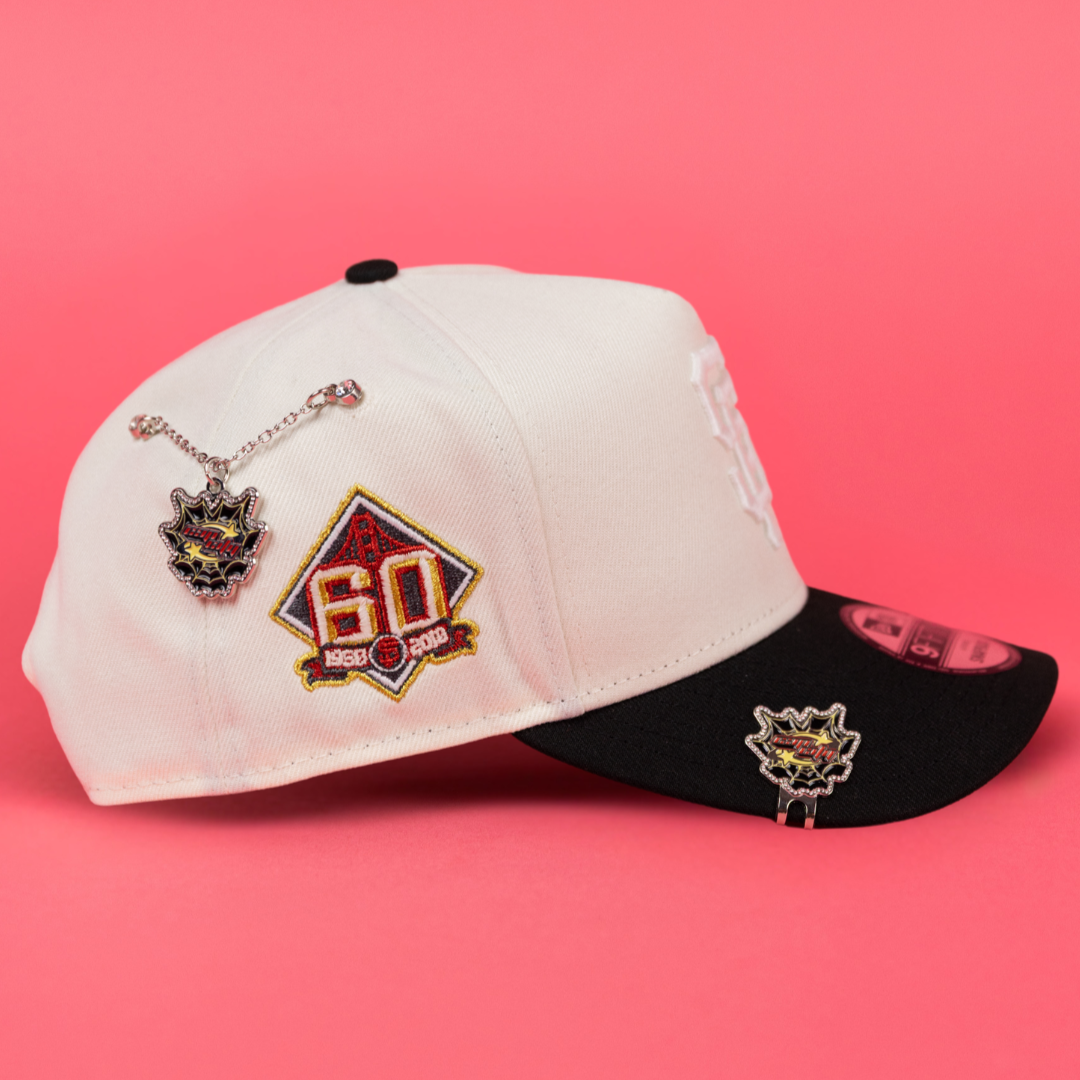 NEW ERA 9FIFTY A-FRAME CHROME/ BLACK SAN FRANCISCO GIANTS SNAPBACK W/ 60TH ANNIVERSARY SIDE PATCH