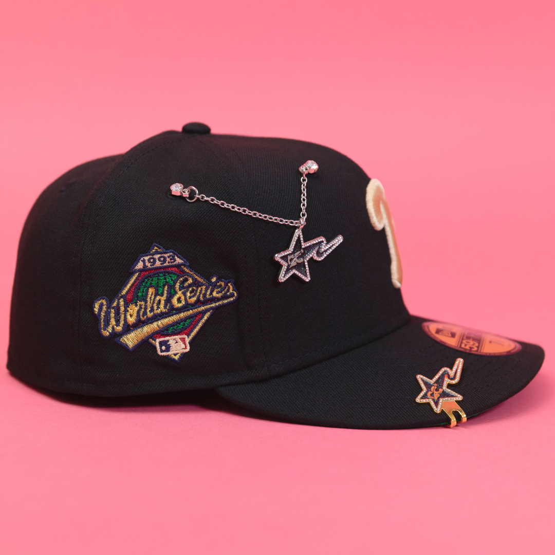 NEW ERA EXCLUSIVE 59FIFTY BLACK PHILADELPHIA PHILLIES W/ 1993 WORLD SRIES SIDE PATCH