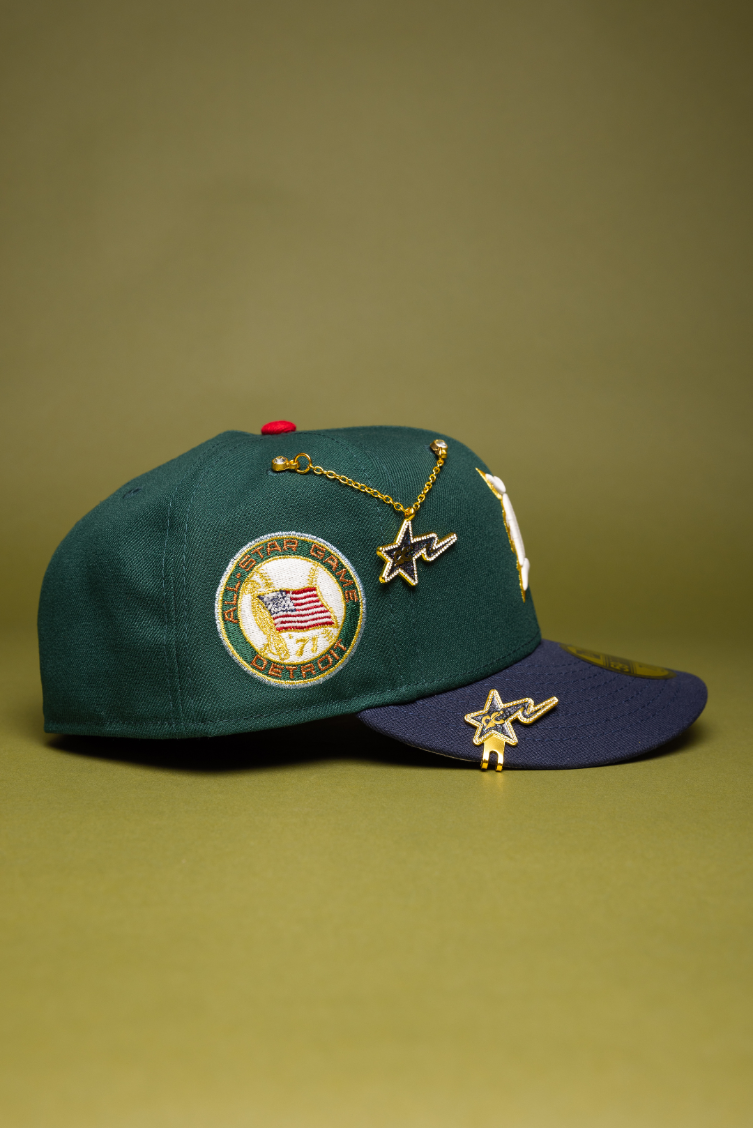 NEW ERA EXCLUSIVE 59FIFTY FOREST GREEN/NAVY DETROIT TIGERS W/ ALL STAR GAME SIDE PATCH