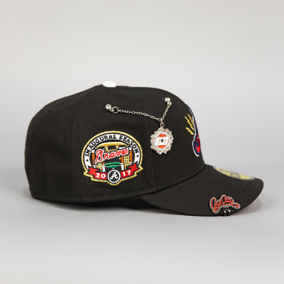 NEW ERA EXCLUSIVE 59FIFTY BLACK ATLANTA BRAVES W/ 2017 INAUGURAL SEASON SIDE PATCH