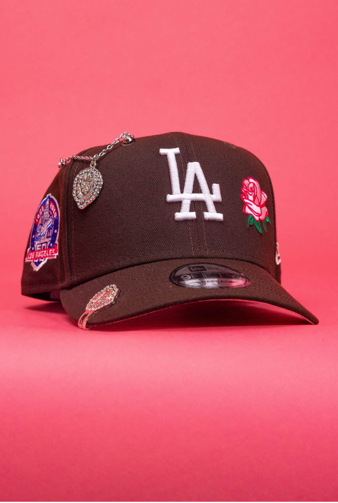 New Era Exclusive 9Fifty Dark Brown Los Angeles Dodgers Snapback W/ 60th Anniversary Side Patch