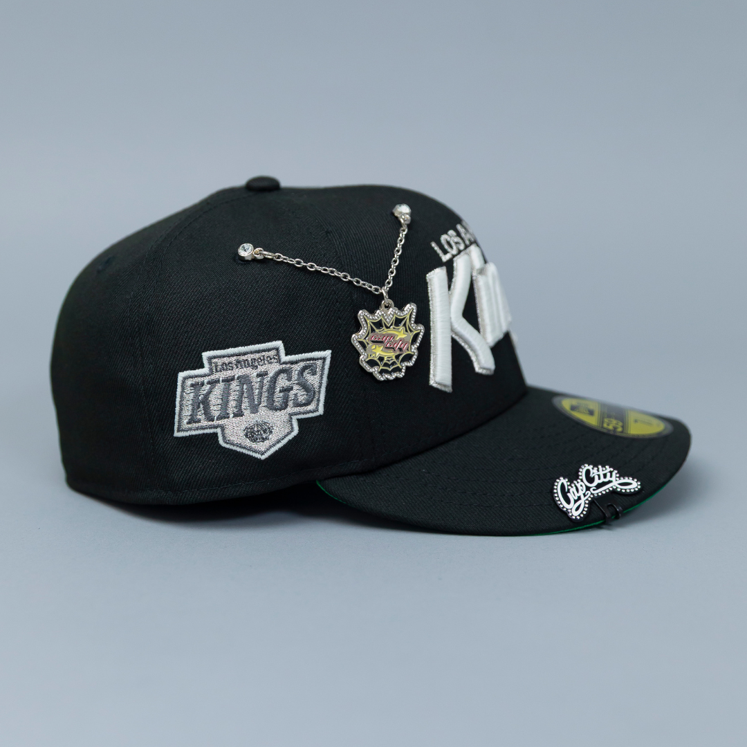 NEW ERA 59FIFTY BLACK LOS ANGELES KINGS SCRIPT W/ "KINGS" SIDE PATCH