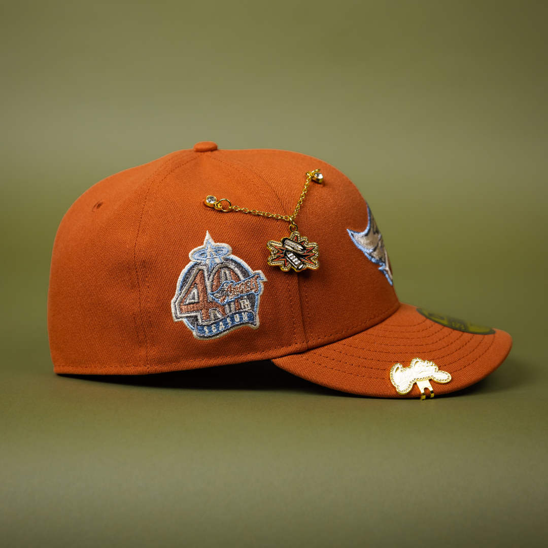 NEW ERA EXCLUSIVE 59FIFTY RUST ANAHEIM ANGELS W/ 40TH ANNNIVERSARY SIDE PATCH