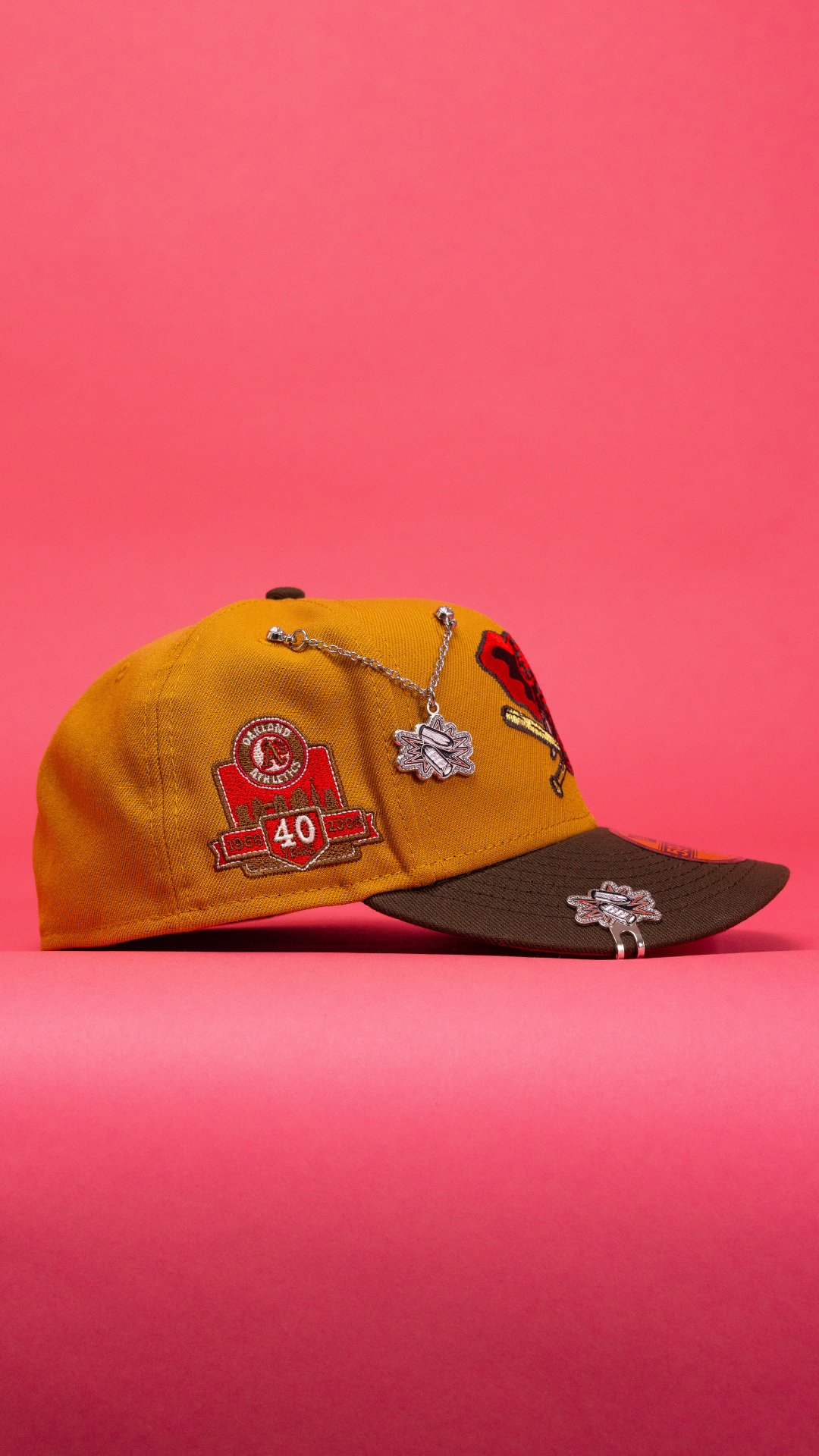 New Era Exclusive 59Fifty Tan/Brown Oakland Athletics W/ 40th Anniversary Side Patch