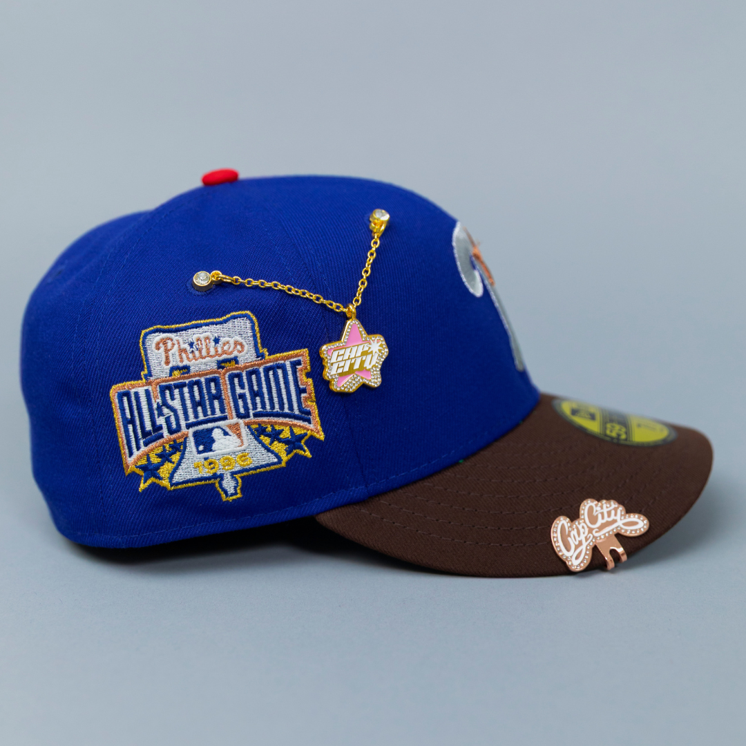 NEW ERA EXCLUSIVE 59FIFTY DARK BLUE/ WALNUT PHILADELPHIA PHILLIES W/ 1996 ALL STAR GAME PATCH