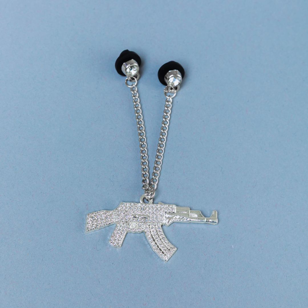*NEW SILVER "AK-47" CHAIN W/ RHINESTONES VERY LIMITED