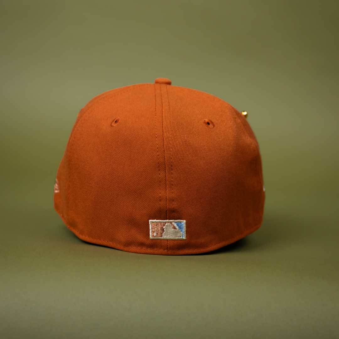 NEW ERA EXCLUSIVE 59FIFTY RUST ANAHEIM ANGELS W/ 40TH ANNNIVERSARY SIDE PATCH