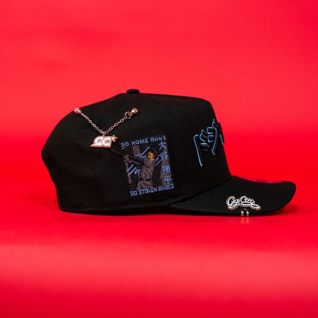 NEW ERA EXCLUSIVE 9FIFTY A-FRAME BLACKED OUT LOS ANGELES DODGERS JAPANESE SCRIPT W/ SHOHEI OHTANI 50-50 CLUB SIDE PATCH