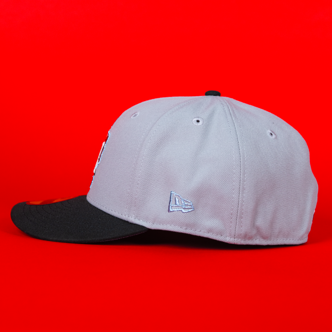 NEW ERA EXCLUSIVE 59FIFTY GREY/ BLACK TEXAS RANGERS W/ ALL STAR GAME SIDE PATCH