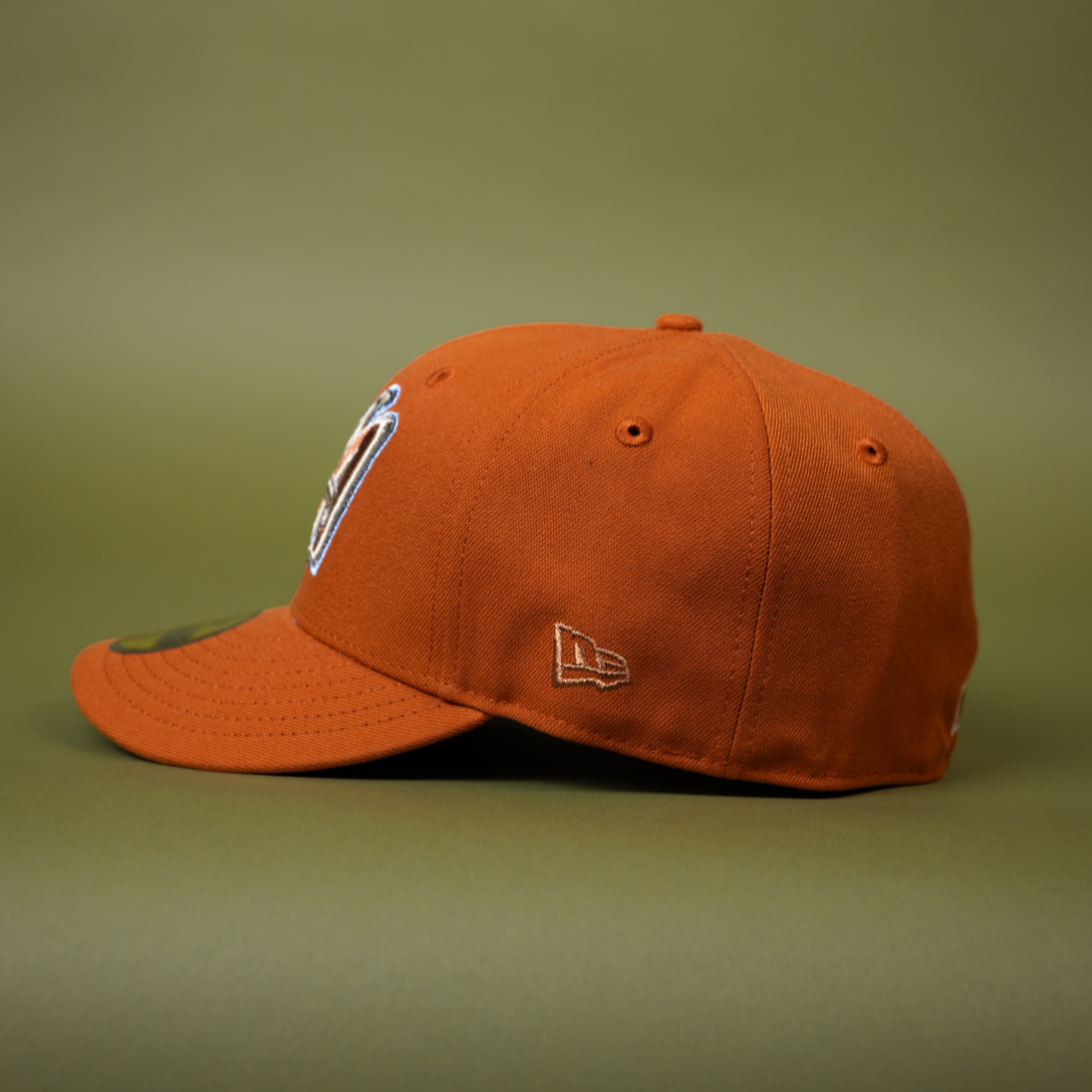 NEW ERA EXCLUSIVE 59FIFTY RUST ANAHEIM ANGELS W/ 40TH ANNNIVERSARY SIDE PATCH