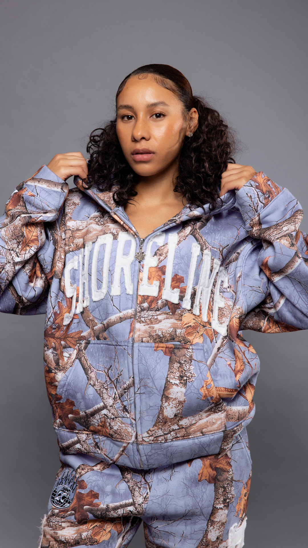 CAP CITY X SHORELINE MAFIA LAVENDER CAMO ZIP UP HOODIE -UNISEX